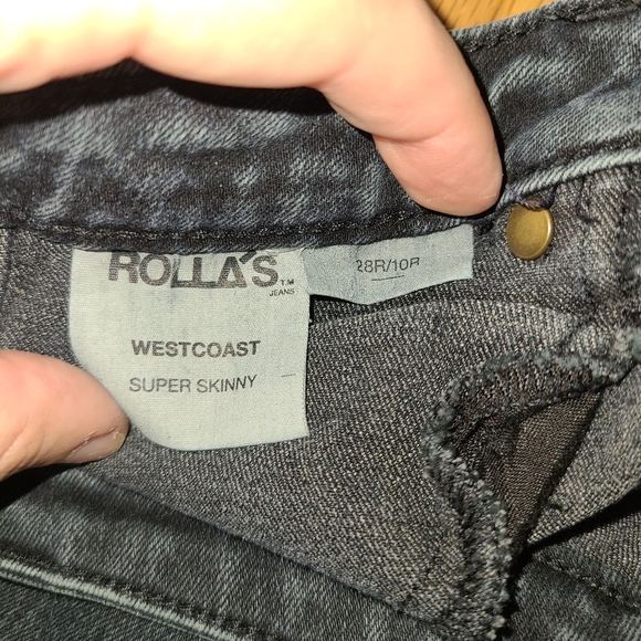 Rolla's Size 28R Westcoast Super Skinny Distressed Jeans Vintage Black - Picture 8 of 9